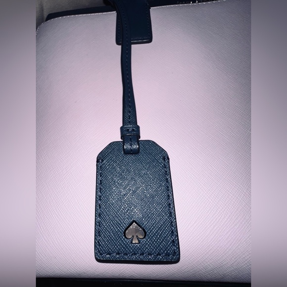 Kate Spade Large 3 tone leather handbag. Baby Lilac, Navy & White. EUC. - Picture 14 of 15
